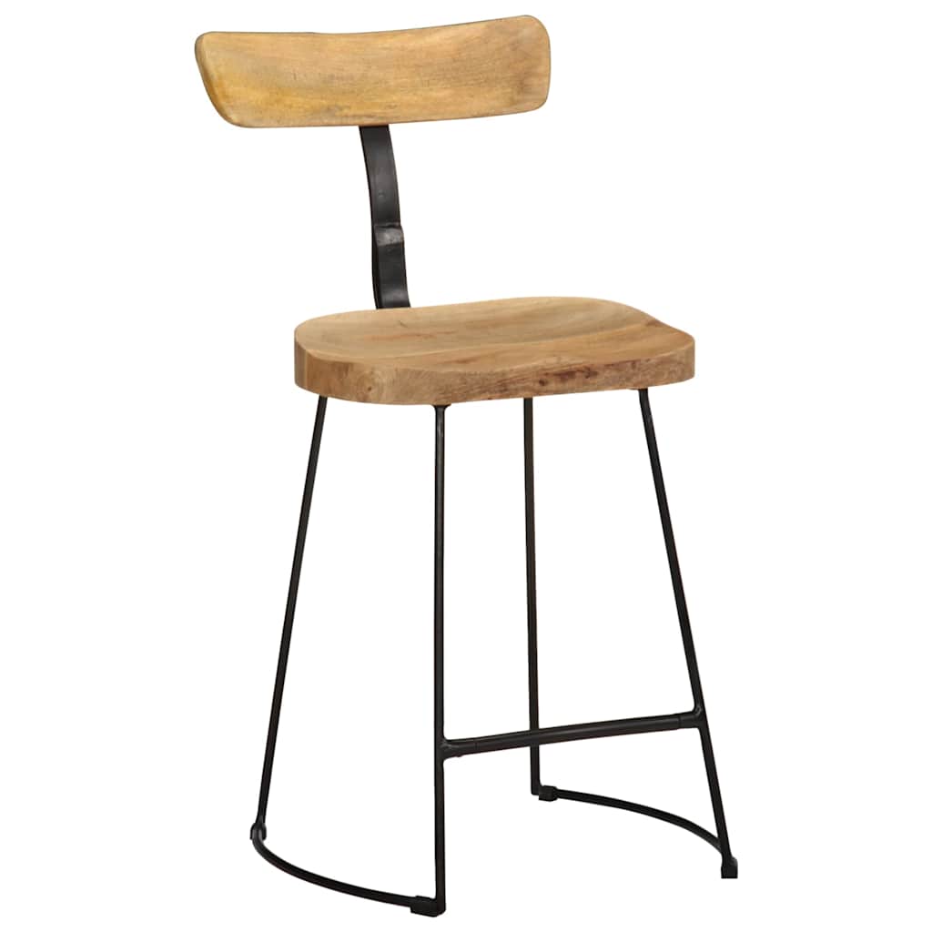 Solid Mango Wood Bar Stools Set of 2, 49x43x79 cm