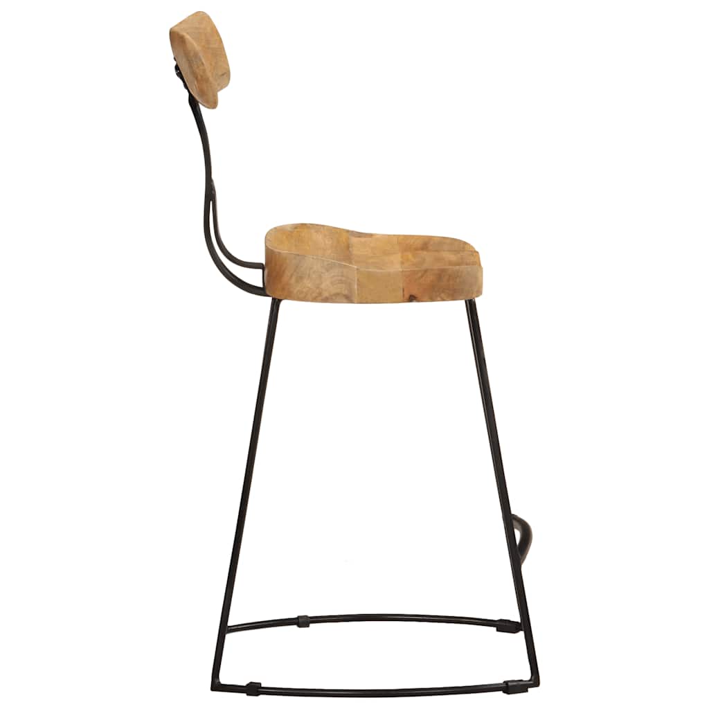 Solid Mango Wood Bar Stools Set of 2, 49x43x79 cm
