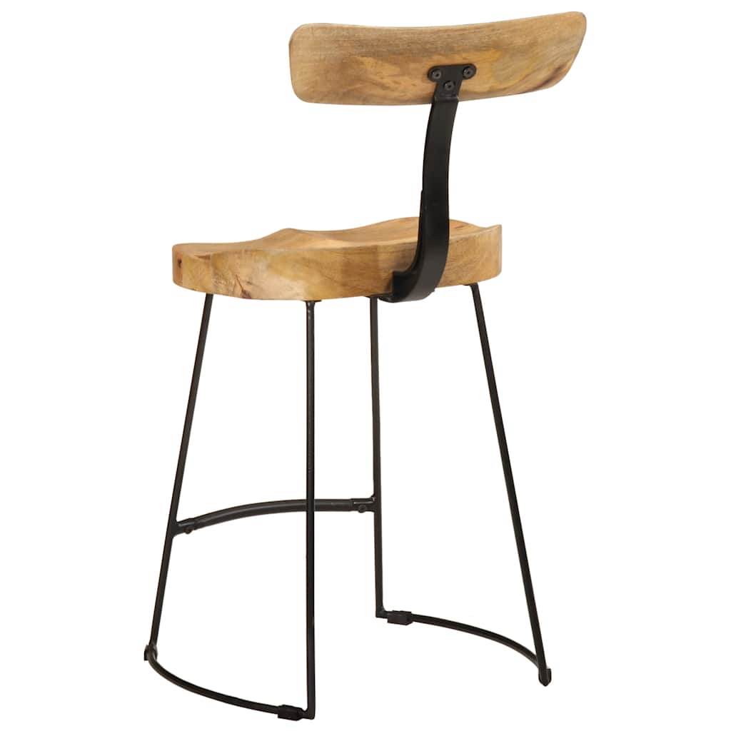 Solid Mango Wood Bar Stools Set of 2, 49x43x79 cm