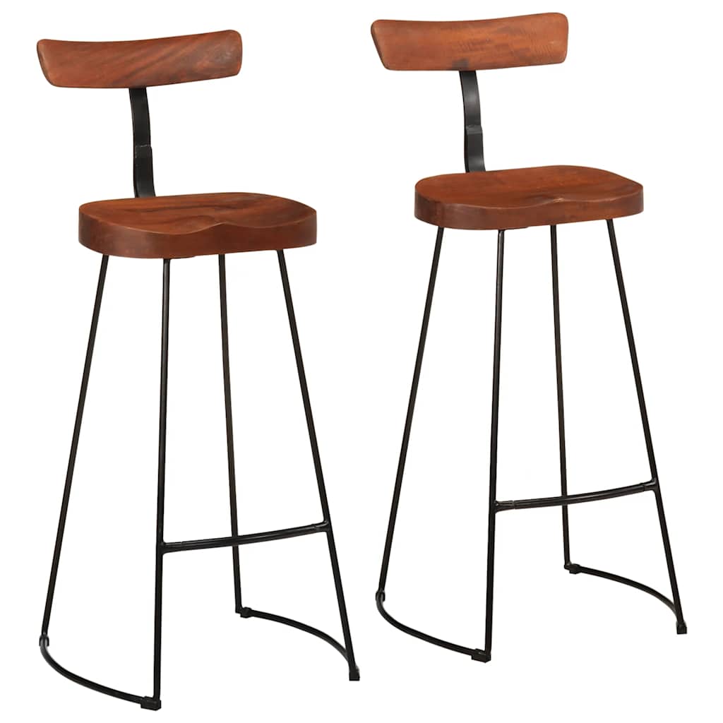 Set of 2 Solid Mango Wood Bar Stools, 49x43x103 cm