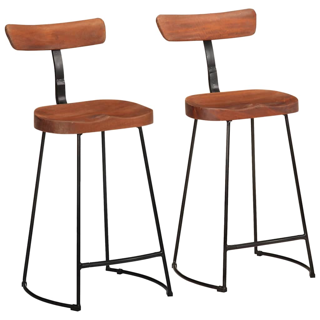Solid Mango Wood Bar Stools, Set of 2, 49x43x88 cm
