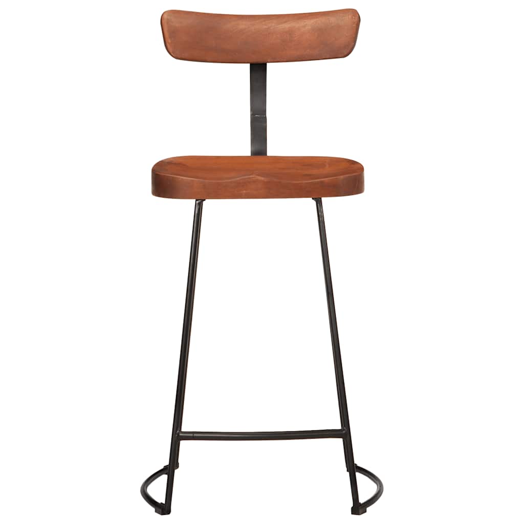 Solid Mango Wood Bar Stools, Set of 2, 49x43x88 cm