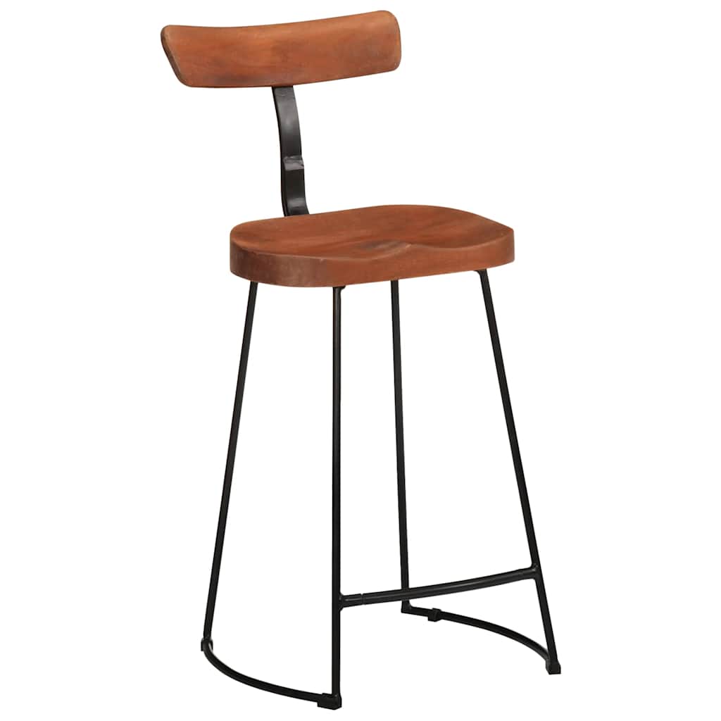 Solid Mango Wood Bar Stools, Set of 2, 49x43x88 cm