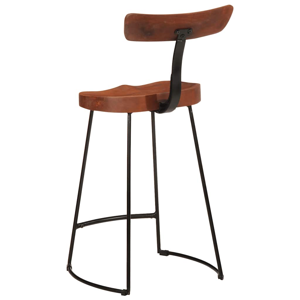 Solid Mango Wood Bar Stools, Set of 2, 49x43x88 cm