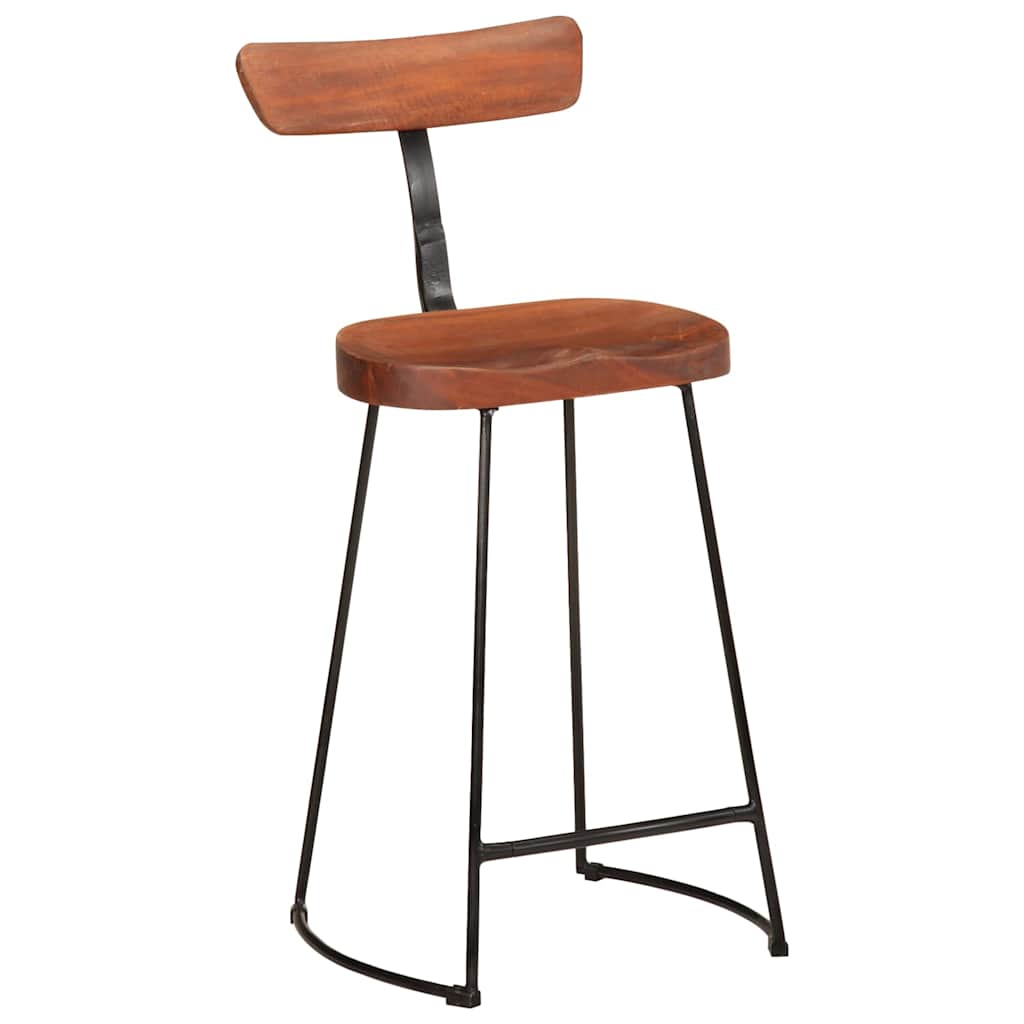 Solid Mango Wood Bar Stools, Set of 2, 49x43x88 cm