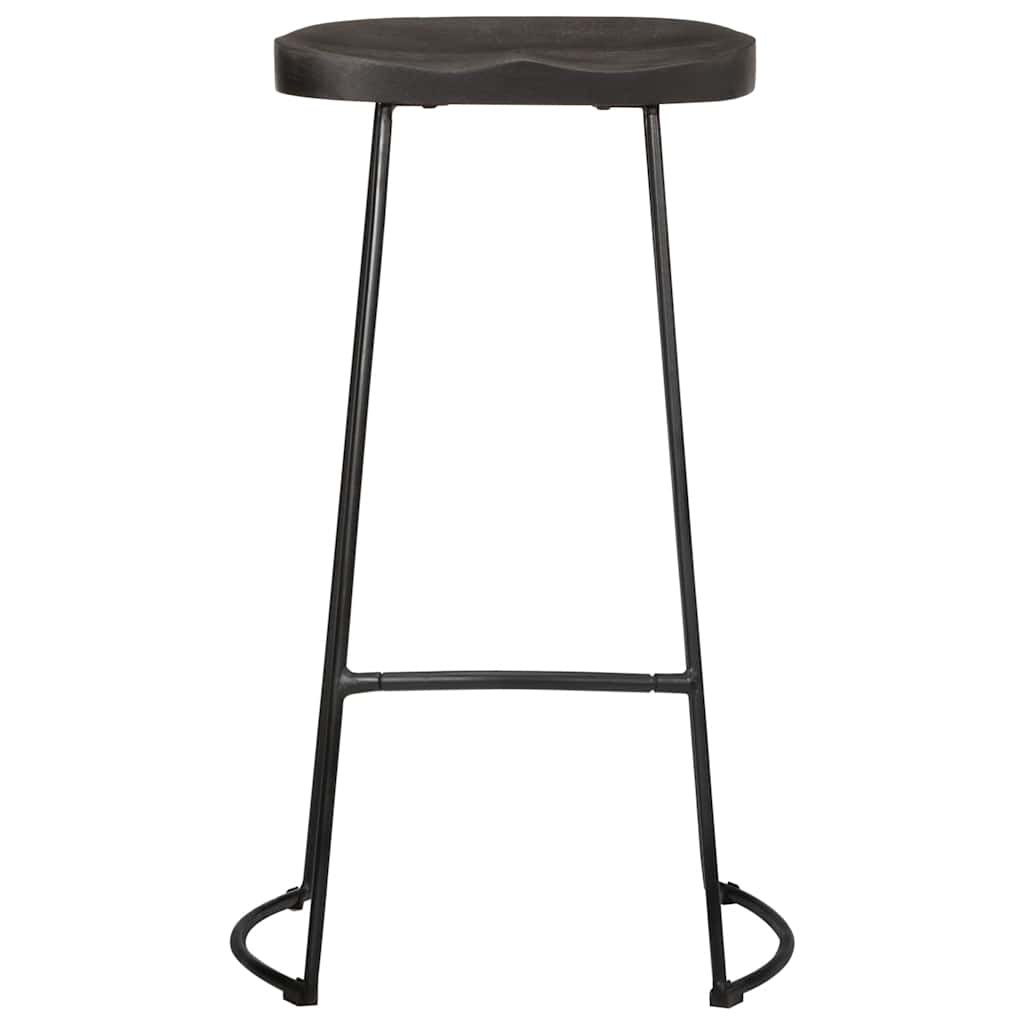 Set of 2 Black Mango Wood Bar Stools - 45x40x78 cm