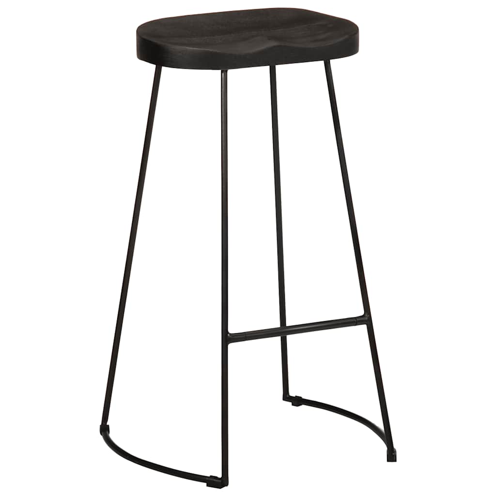 Set of 2 Black Mango Wood Bar Stools - 45x40x78 cm