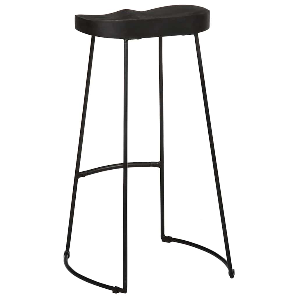 Set of 2 Black Mango Wood Bar Stools - 45x40x78 cm