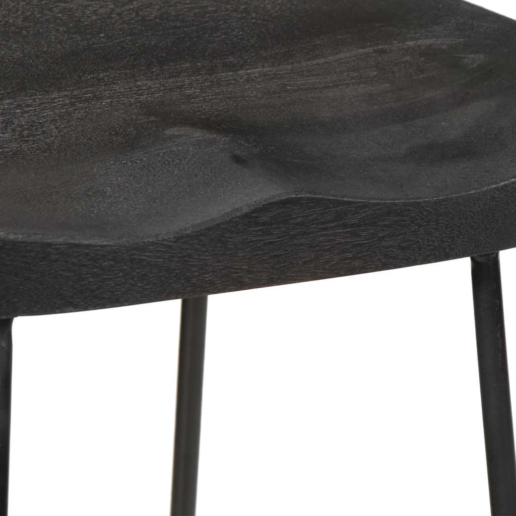 Set of 2 Black Mango Wood Bar Stools - 45x40x78 cm