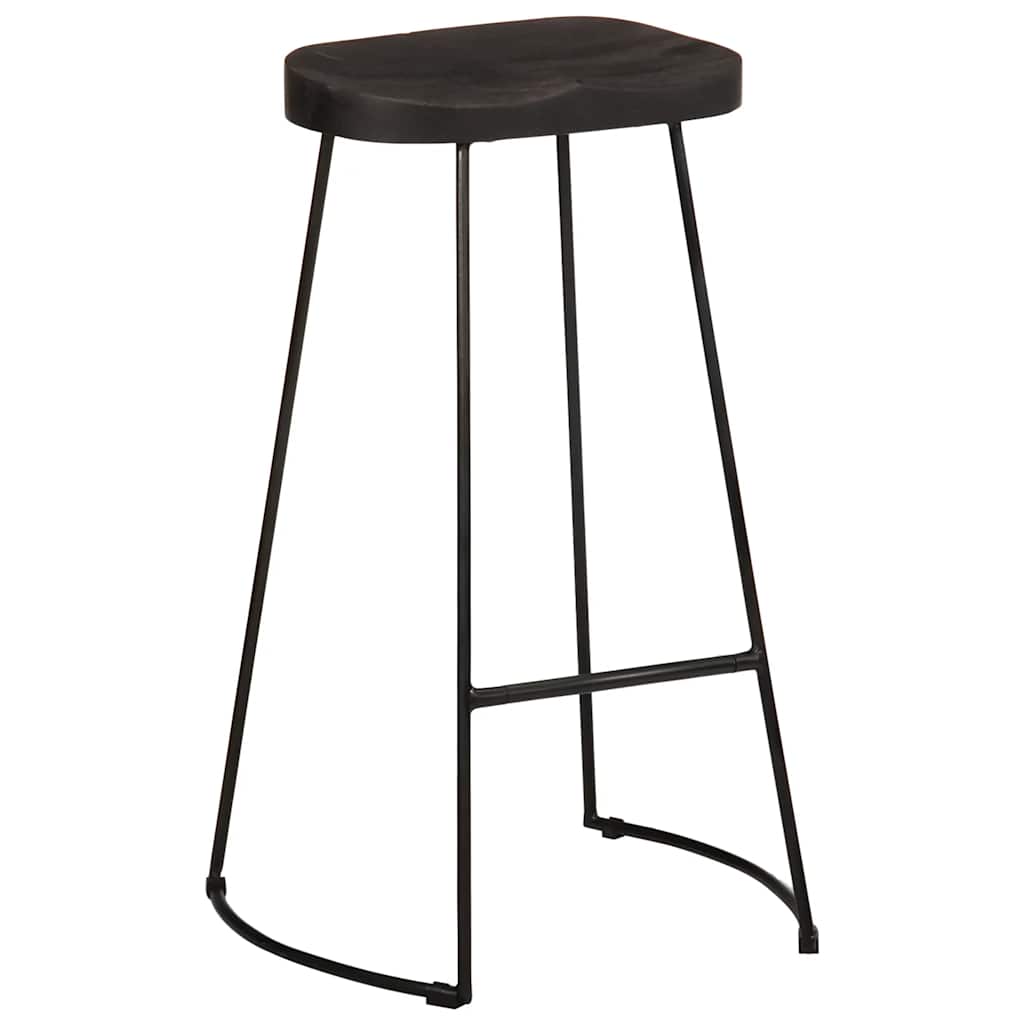 Set of 2 Black Mango Wood Bar Stools - 45x40x78 cm