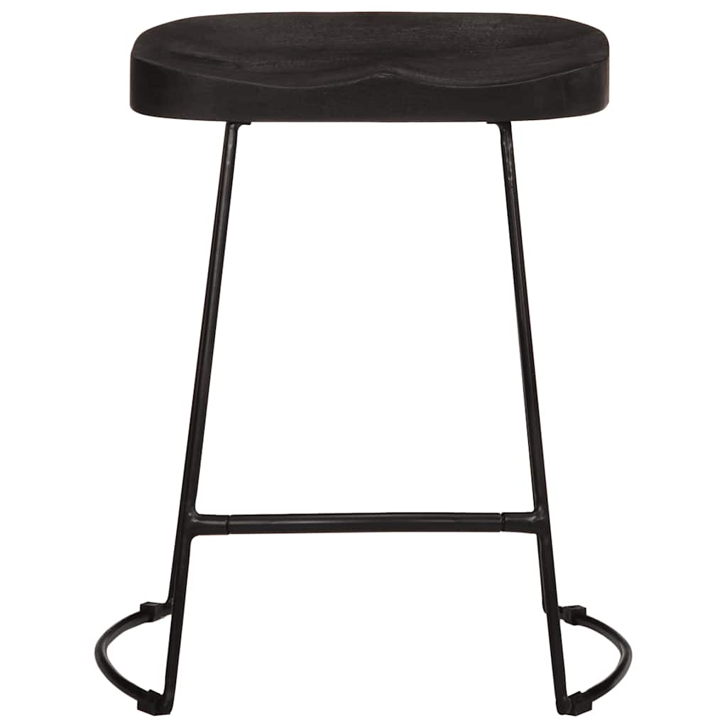 Black Solid Mango Wood Bar Stools, Set of 2, 46x38x52 cm