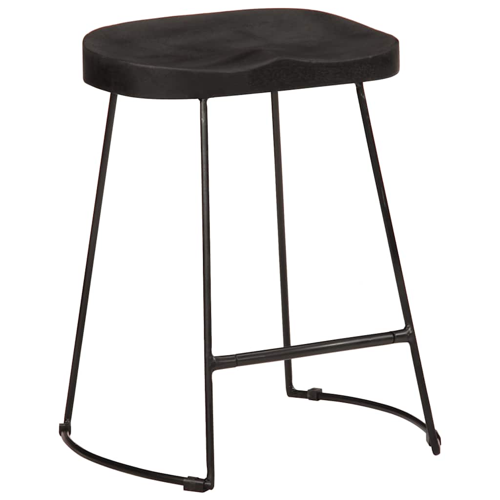 Black Solid Mango Wood Bar Stools, Set of 2, 46x38x52 cm