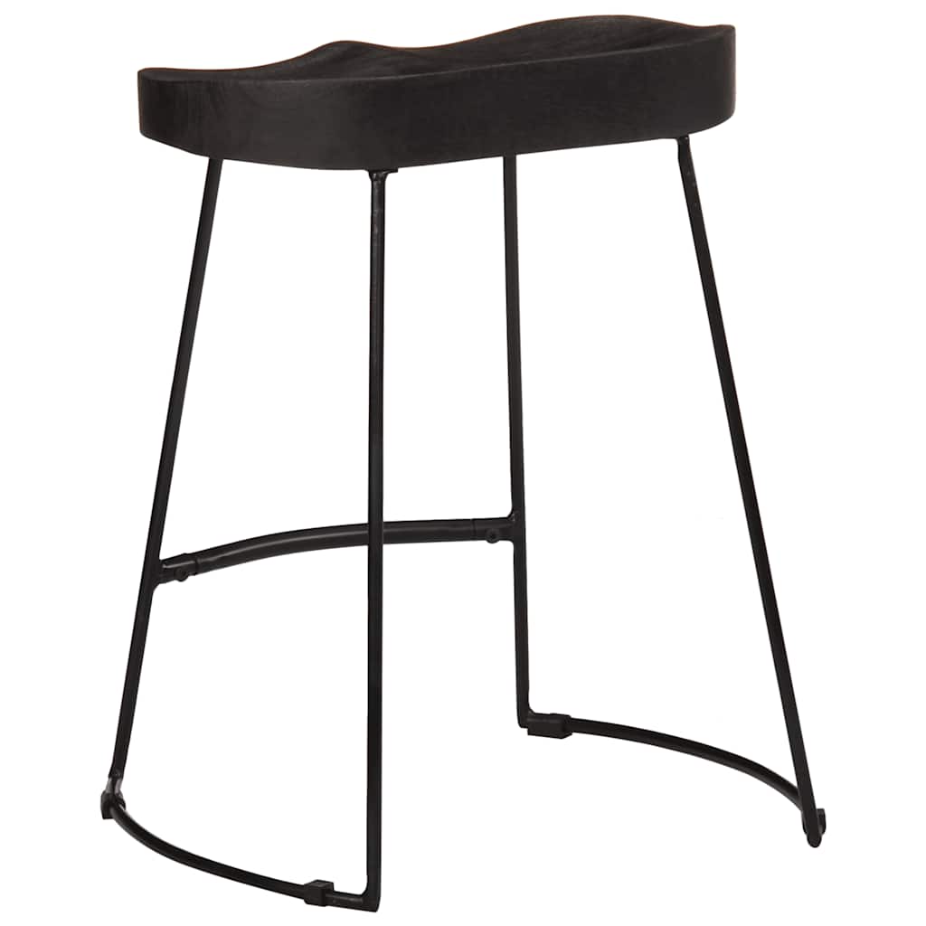Black Solid Mango Wood Bar Stools, Set of 2, 46x38x52 cm
