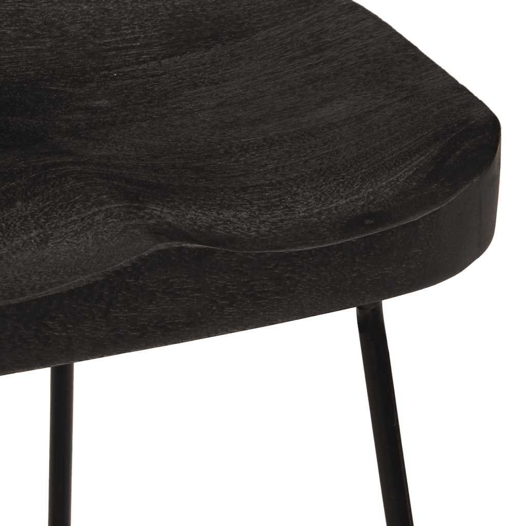 Black Solid Mango Wood Bar Stools, Set of 2, 46x38x52 cm