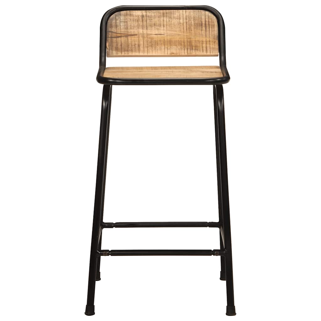 Solid Mango Wood Bar Stools - Set of 2, 46x35.5x80 cm
