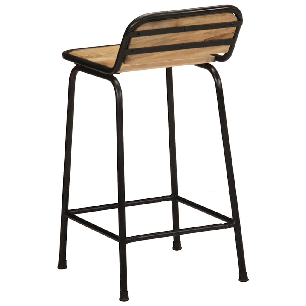 Solid Mango Wood Bar Stools - Set of 2, 46x35.5x80 cm