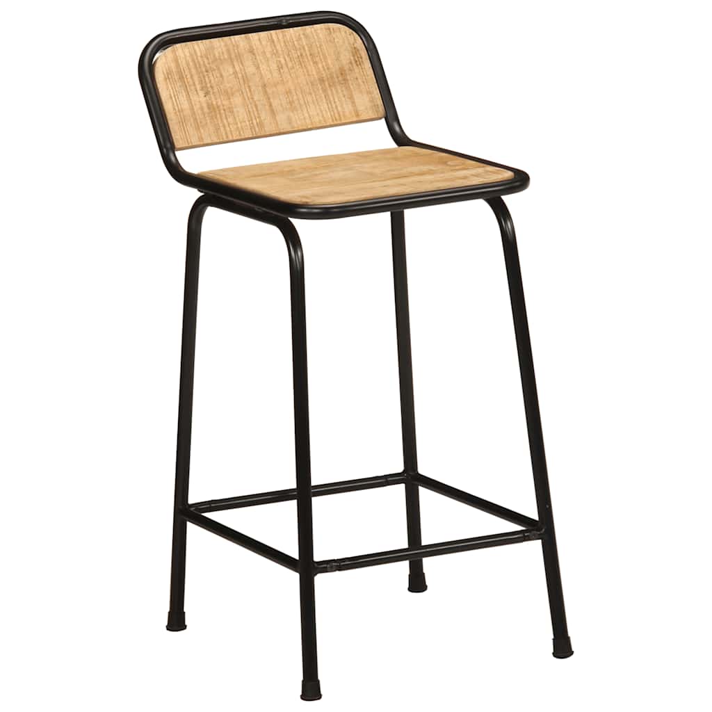 Solid Mango Wood Bar Stools - Set of 2, 46x35.5x80 cm