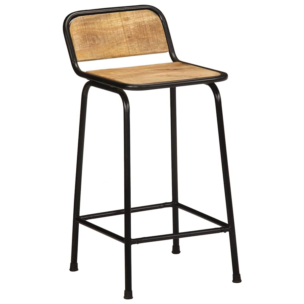 4-Piece Solid Mango Wood Bar Stools, 46x35.5x80 cm Rustic Finish