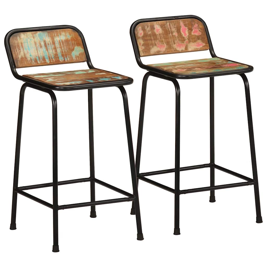 Reclaimed Solid Wood Bar Stools 2 pcs - 46x35.5x80 cm Eco-Friendly