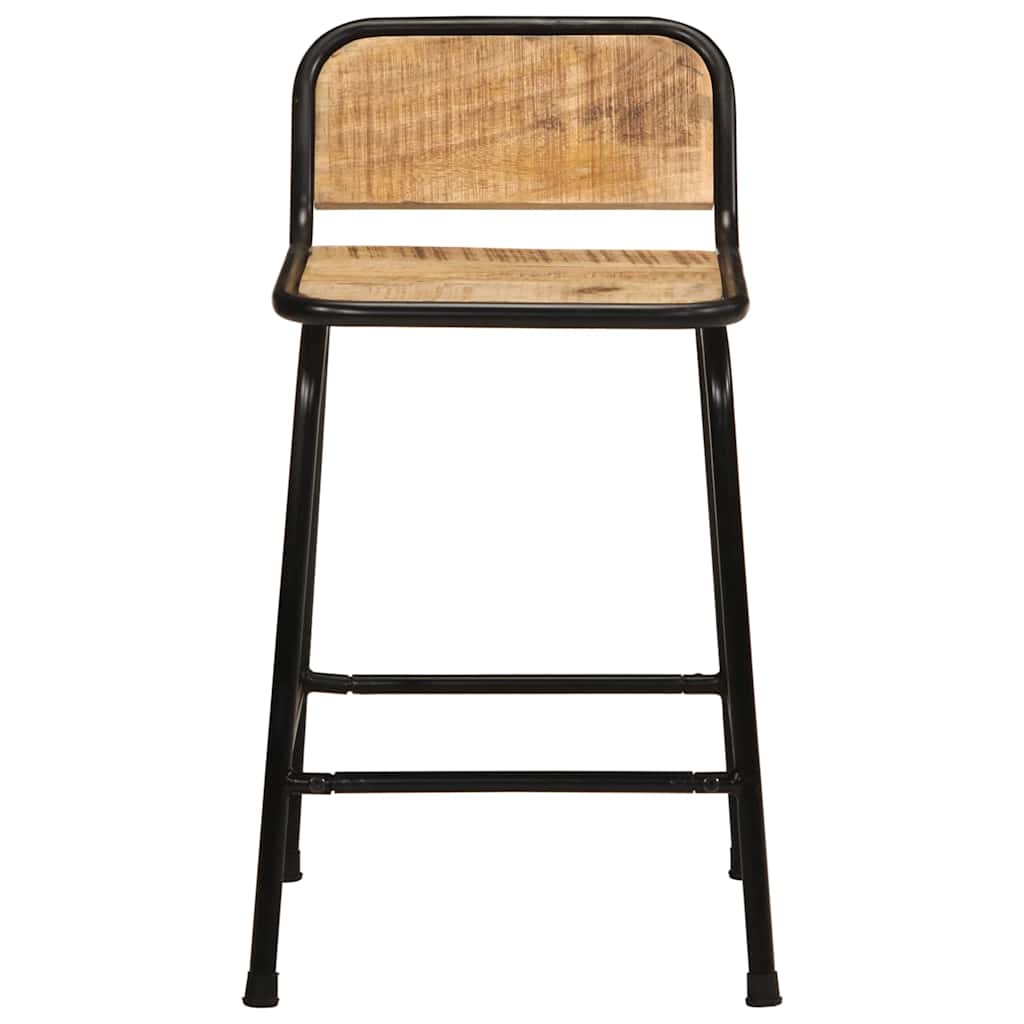 Set of 4 Solid Mango Wood Bar Stools - Rustic Charm, 46x35.5x70 cm