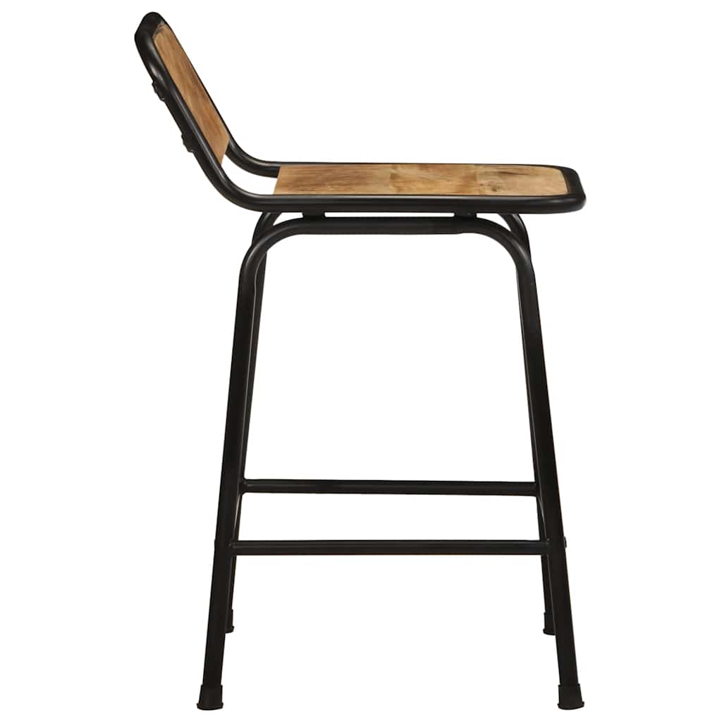 Set of 4 Solid Mango Wood Bar Stools - Rustic Charm, 46x35.5x70 cm