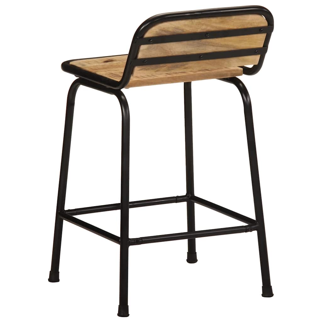 Set of 4 Solid Mango Wood Bar Stools - Rustic Charm, 46x35.5x70 cm