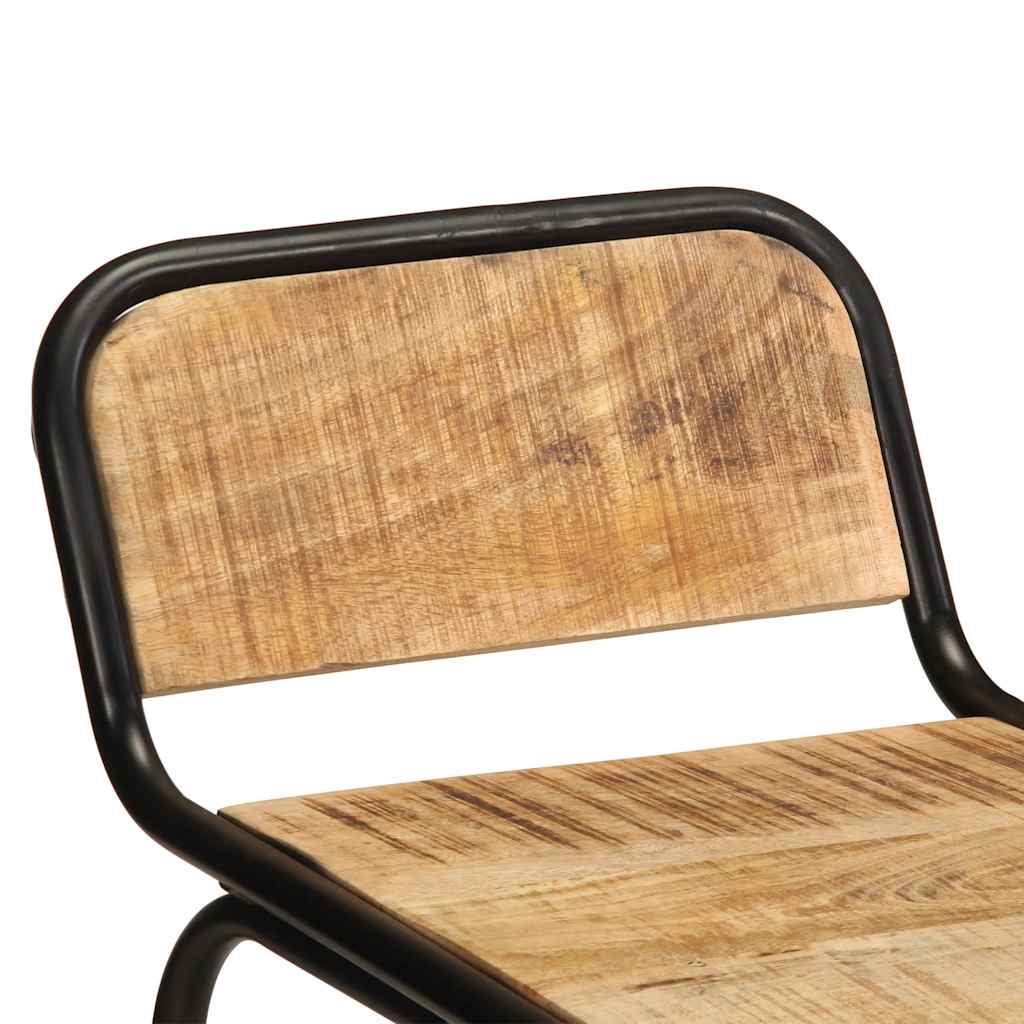 Set of 4 Solid Mango Wood Bar Stools - Rustic Charm, 46x35.5x70 cm