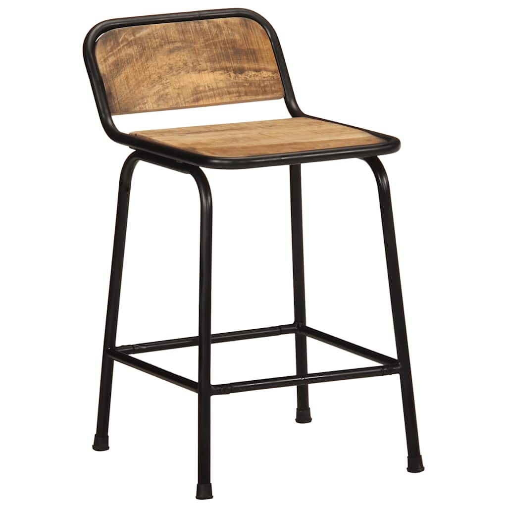 Set of 4 Solid Mango Wood Bar Stools - Rustic Charm, 46x35.5x70 cm