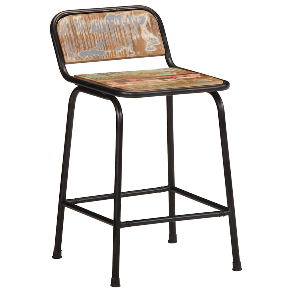 Reclaimed Solid Wood Bar Stools - Set of 4, 46x35.5x70 cm