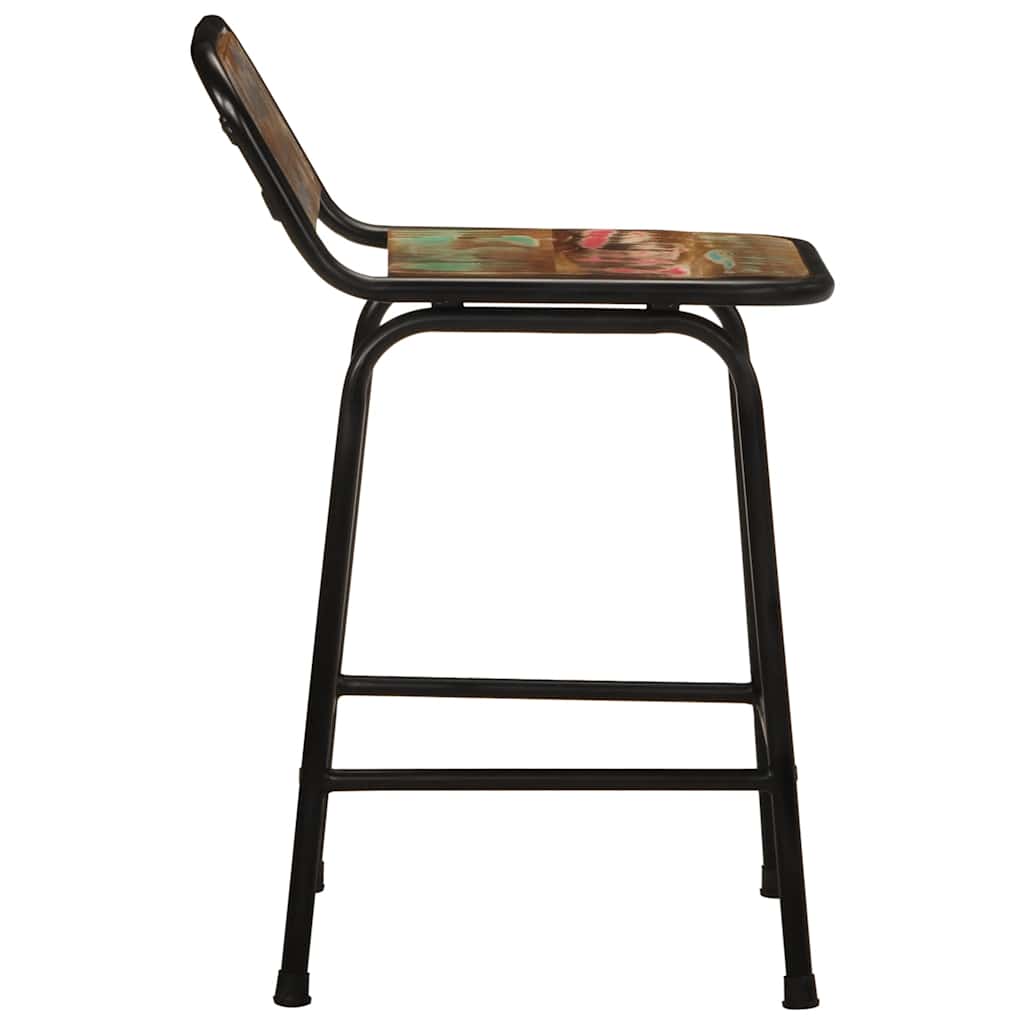 Reclaimed Solid Wood Bar Stools - Set of 4, 46x35.5x70 cm
