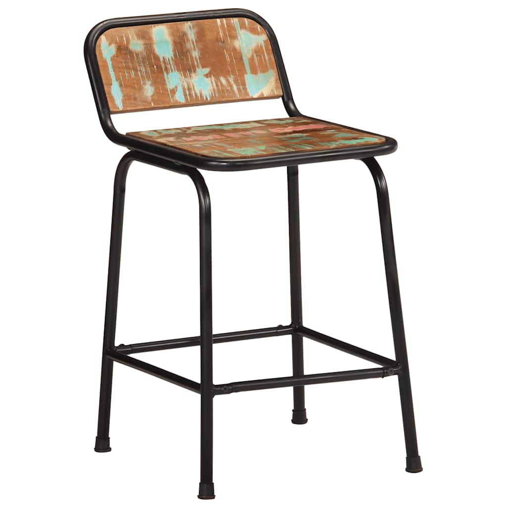 Reclaimed Solid Wood Bar Stools - Set of 4, 46x35.5x70 cm