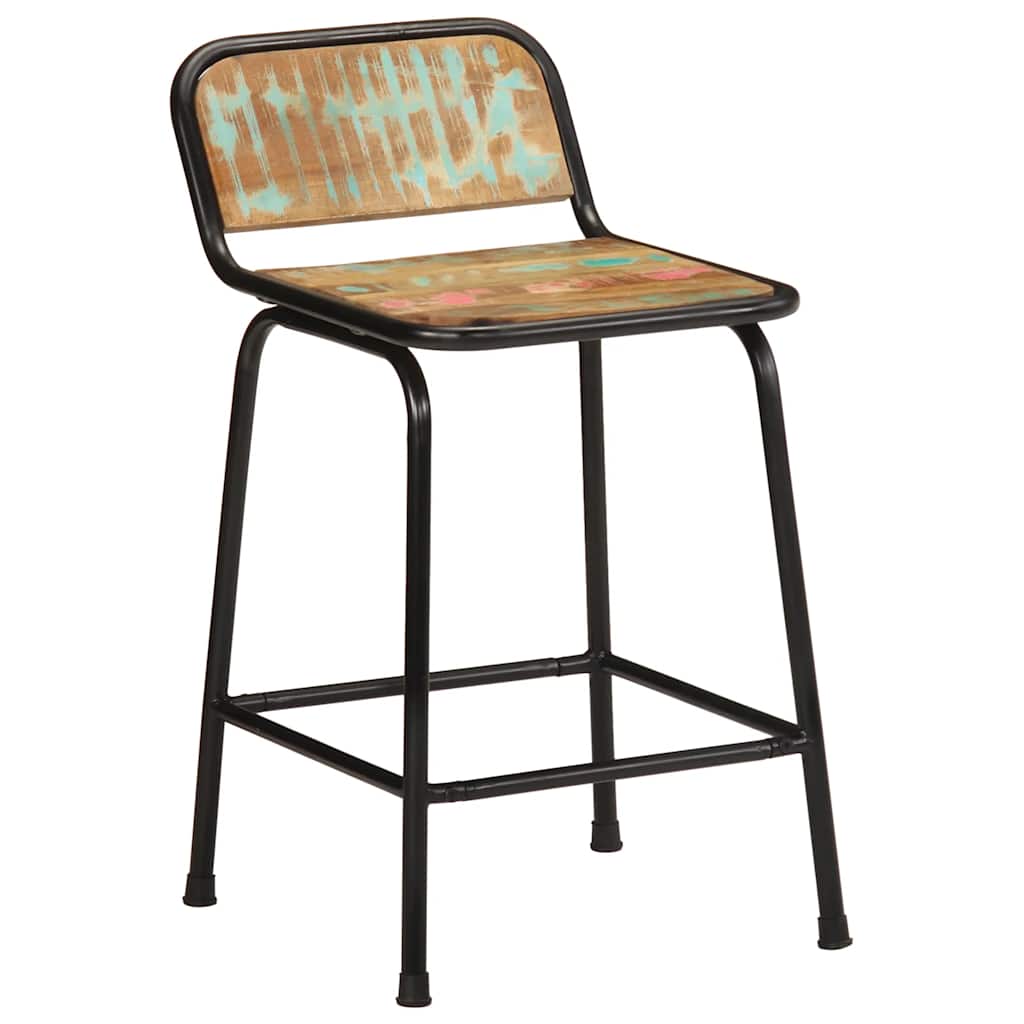 Reclaimed Solid Wood Bar Stools - Set of 4, 46x35.5x70 cm