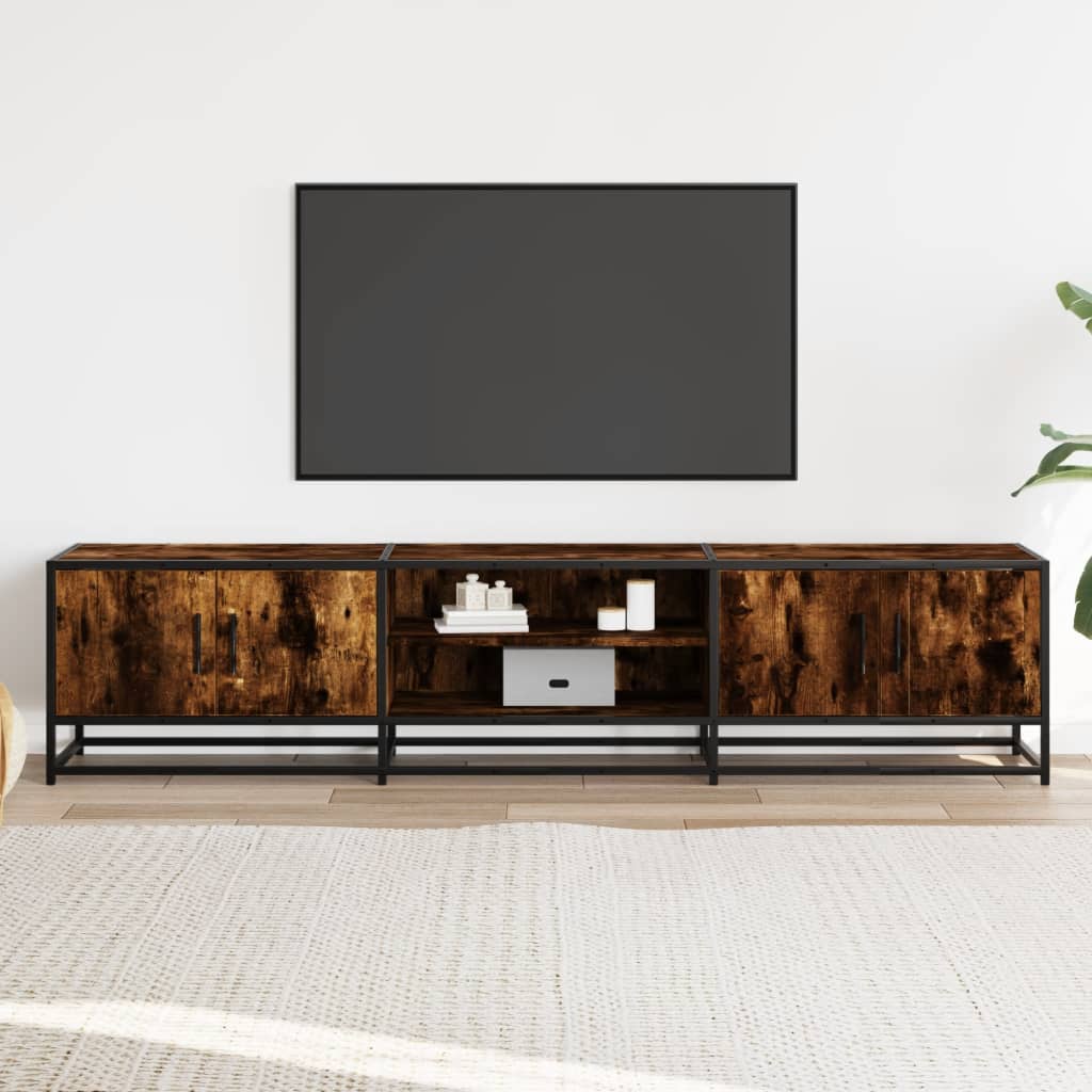 TV Cabinet Smoked Oak 180x35x41 cm Engineered Wood