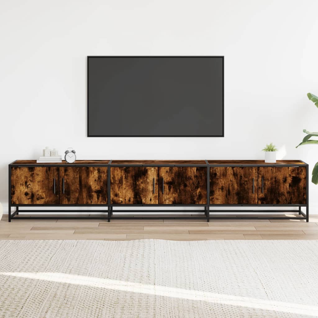 TV Cabinet Smoked Oak 210x35x41 cm Engineered Wood
