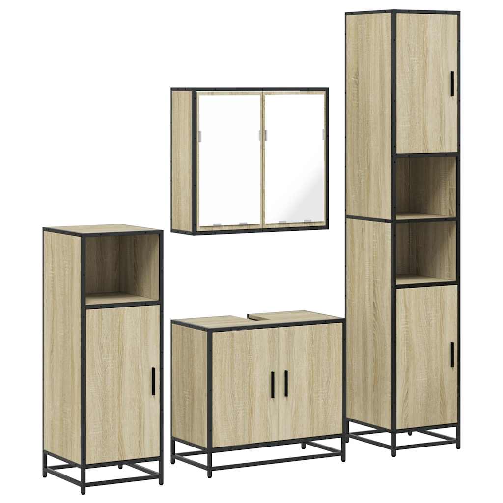 4 Piece Bathroom Furniture Set Sonoma Oak Engineered Wood