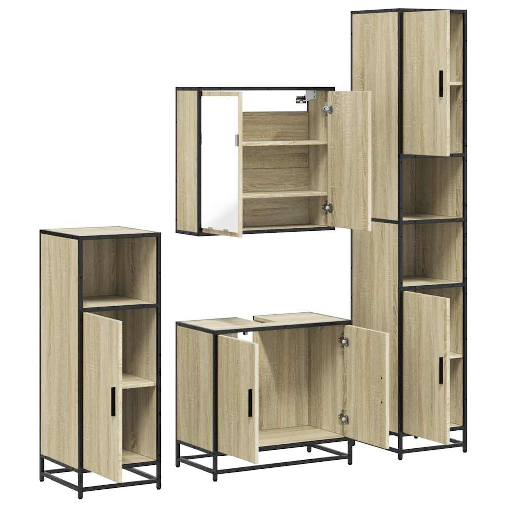 4 Piece Bathroom Furniture Set Sonoma Oak Engineered Wood