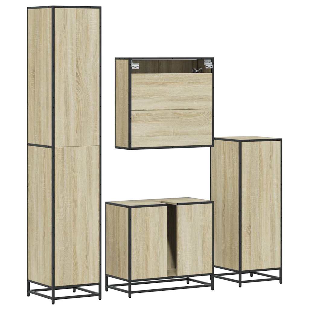 4 Piece Bathroom Furniture Set Sonoma Oak Engineered Wood
