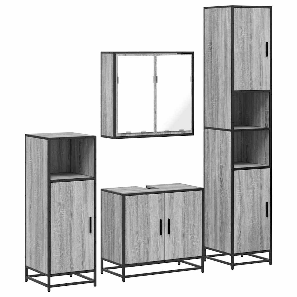 4 Piece Bathroom Furniture Set Grey Sonoma Engineered Wood