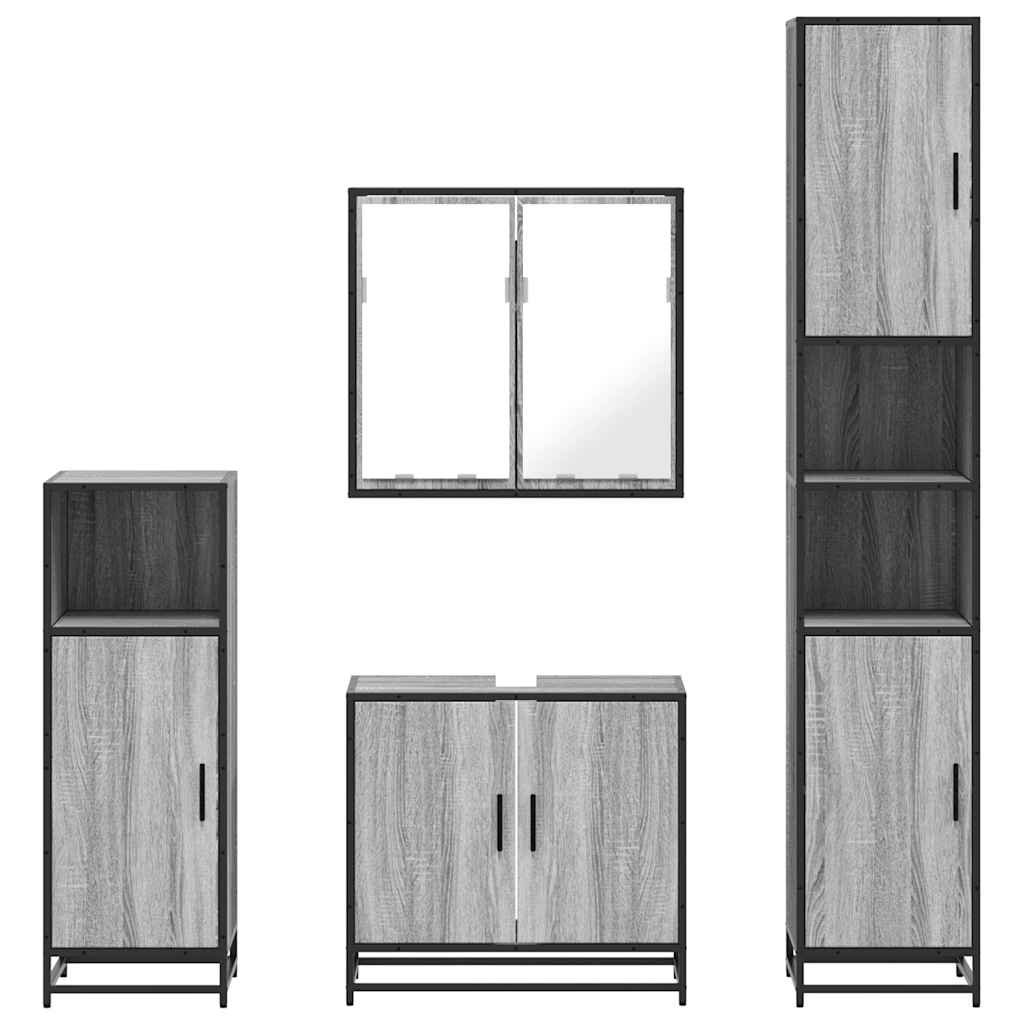 4 Piece Bathroom Furniture Set Grey Sonoma Engineered Wood