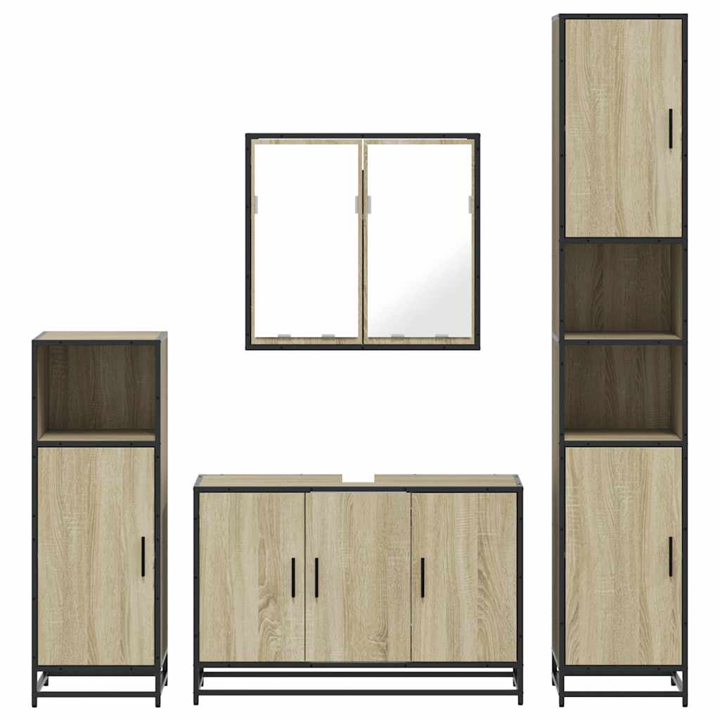 4 Piece Bathroom Furniture Set Sonoma Oak Engineered Wood