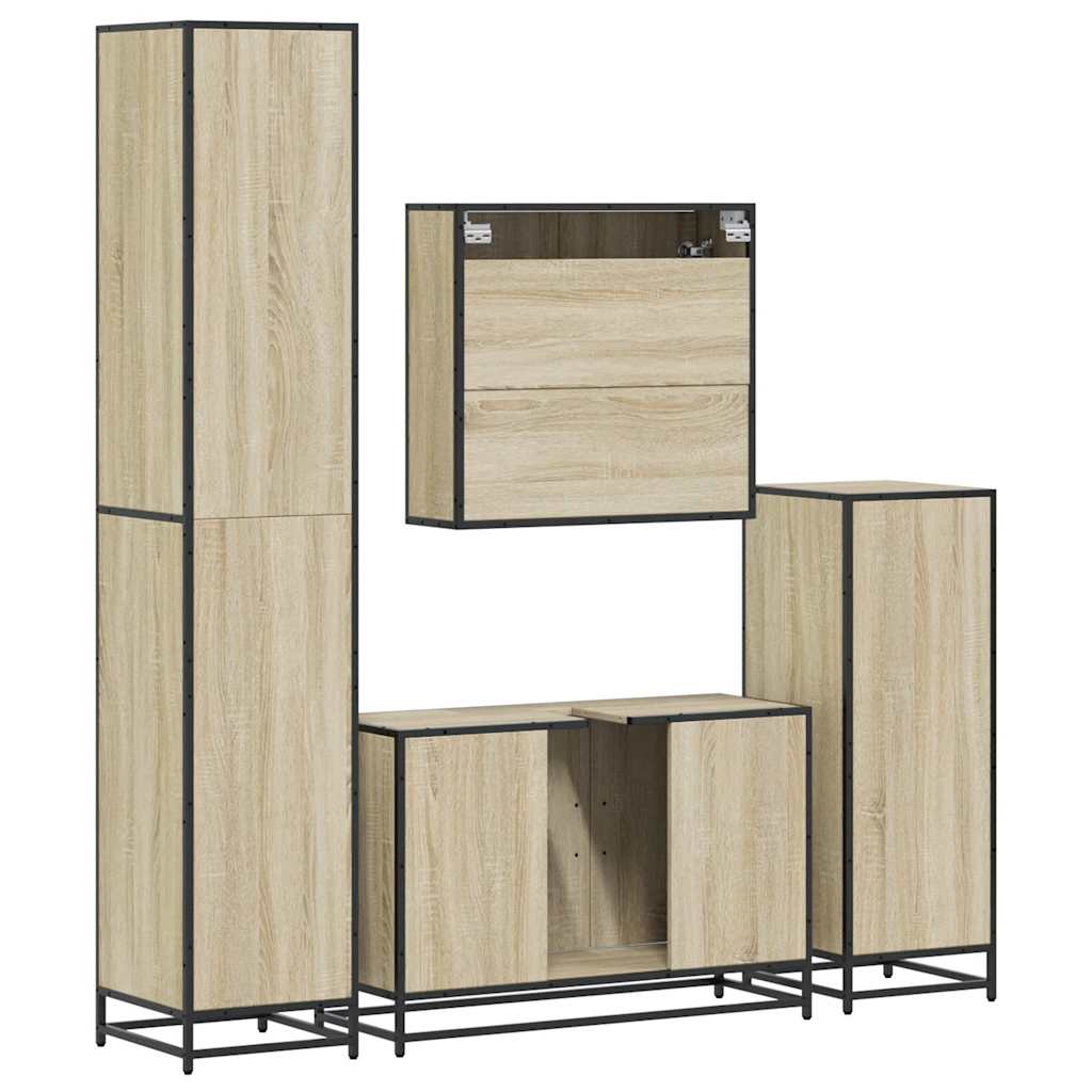 4 Piece Bathroom Furniture Set Sonoma Oak Engineered Wood