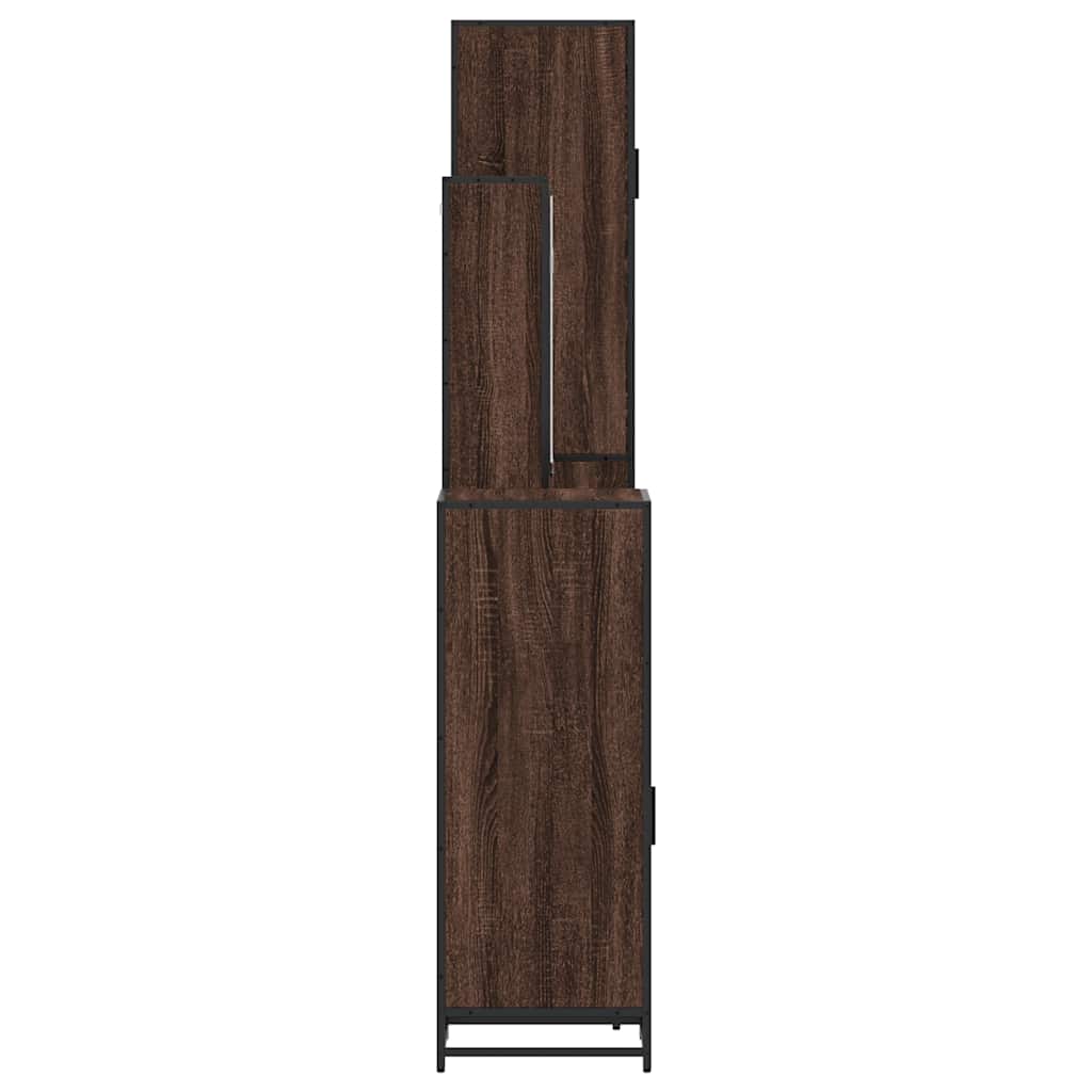 4 Piece Bathroom Furniture Set Brown Oak Engineered Wood