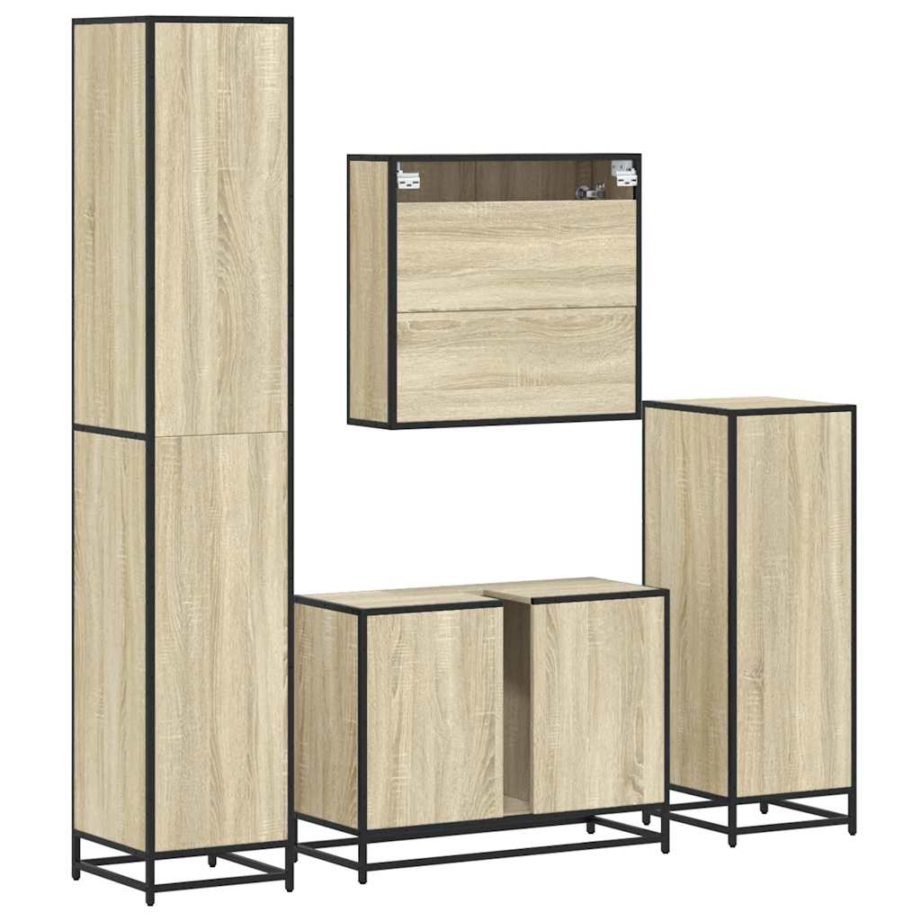 4 Piece Bathroom Furniture Set Sonoma Oak Engineered Wood