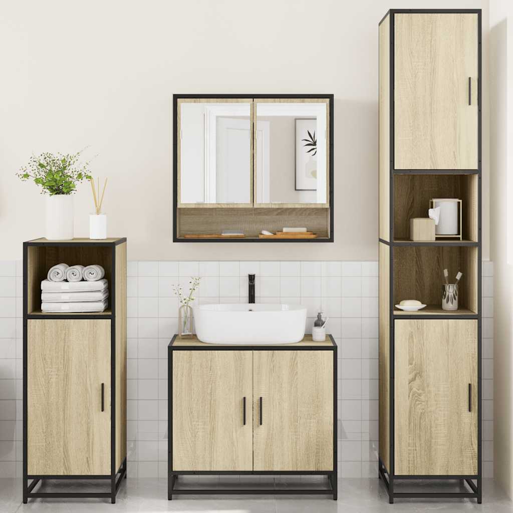 4 Piece Bathroom Furniture Set Sonoma Oak Engineered Wood