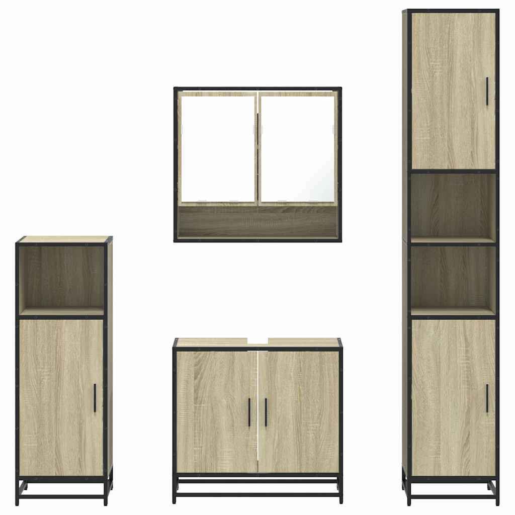 4 Piece Bathroom Furniture Set Sonoma Oak Engineered Wood