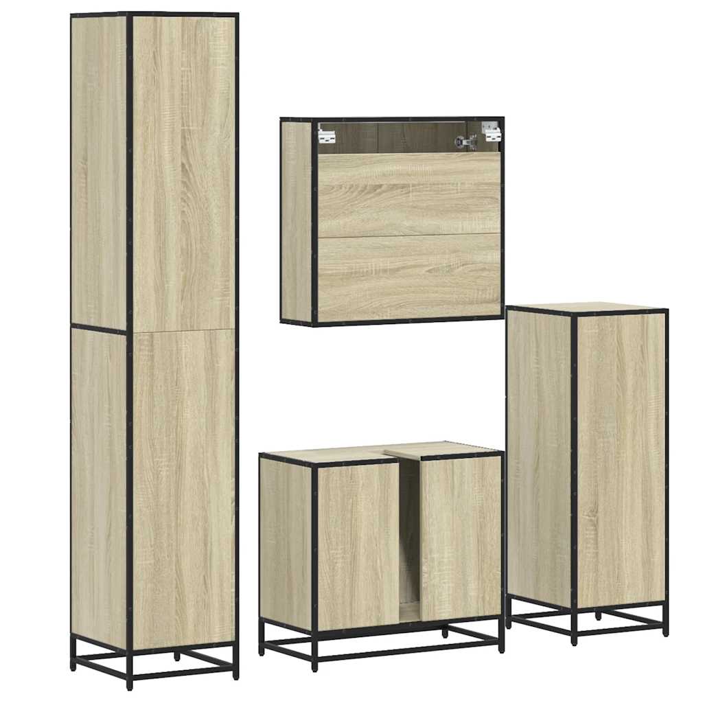4 Piece Bathroom Furniture Set Sonoma Oak Engineered Wood