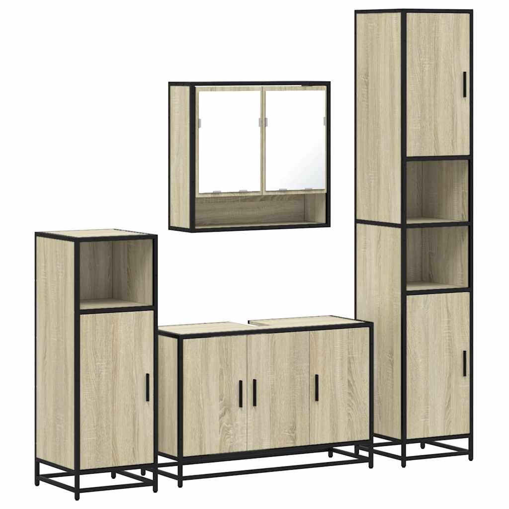 4 Piece Bathroom Furniture Set Sonoma Oak Engineered Wood