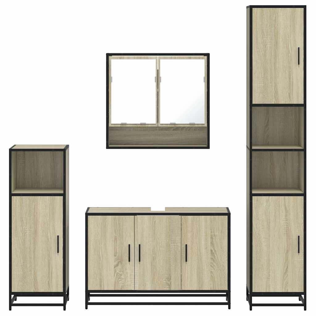 4 Piece Bathroom Furniture Set Sonoma Oak Engineered Wood