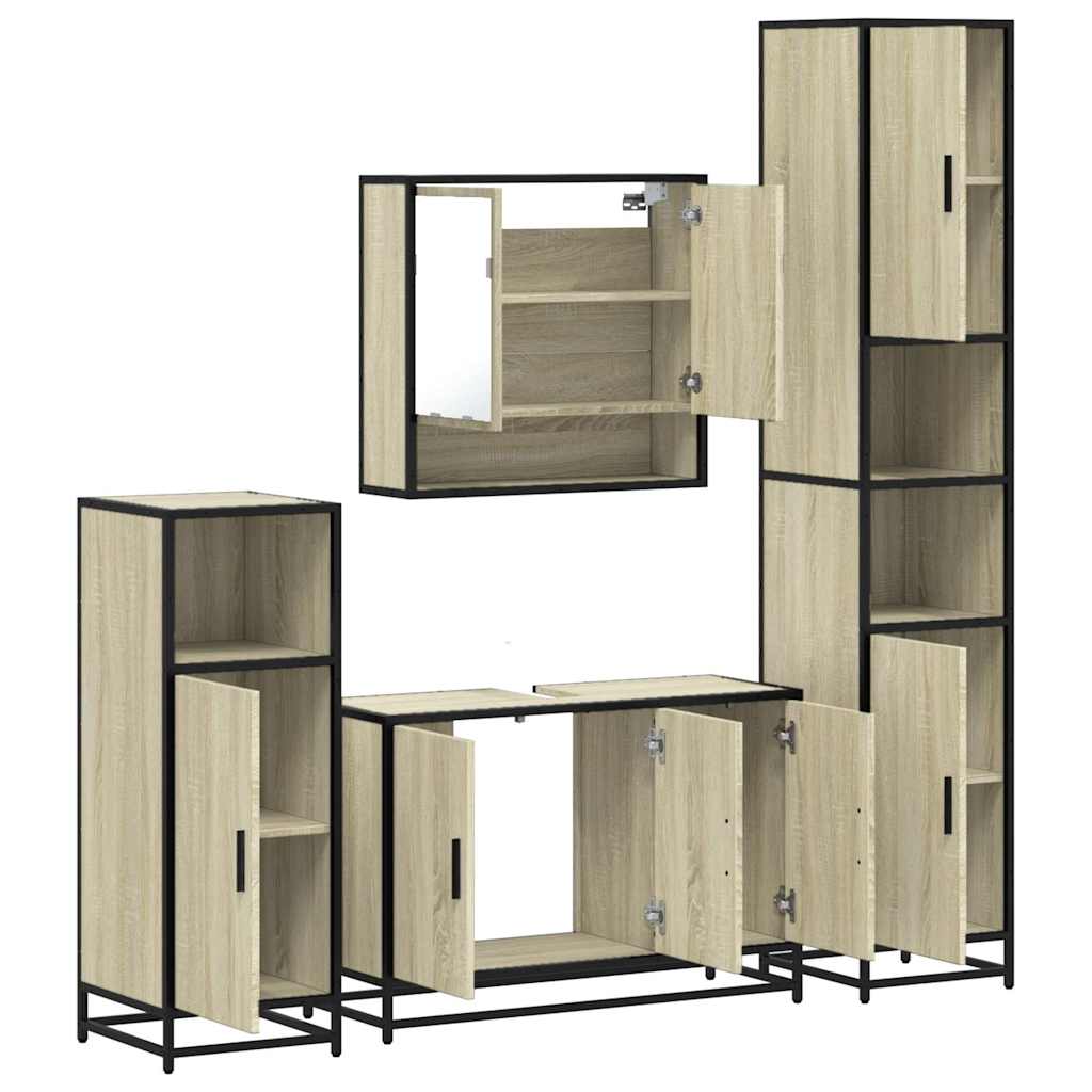 4 Piece Bathroom Furniture Set Sonoma Oak Engineered Wood