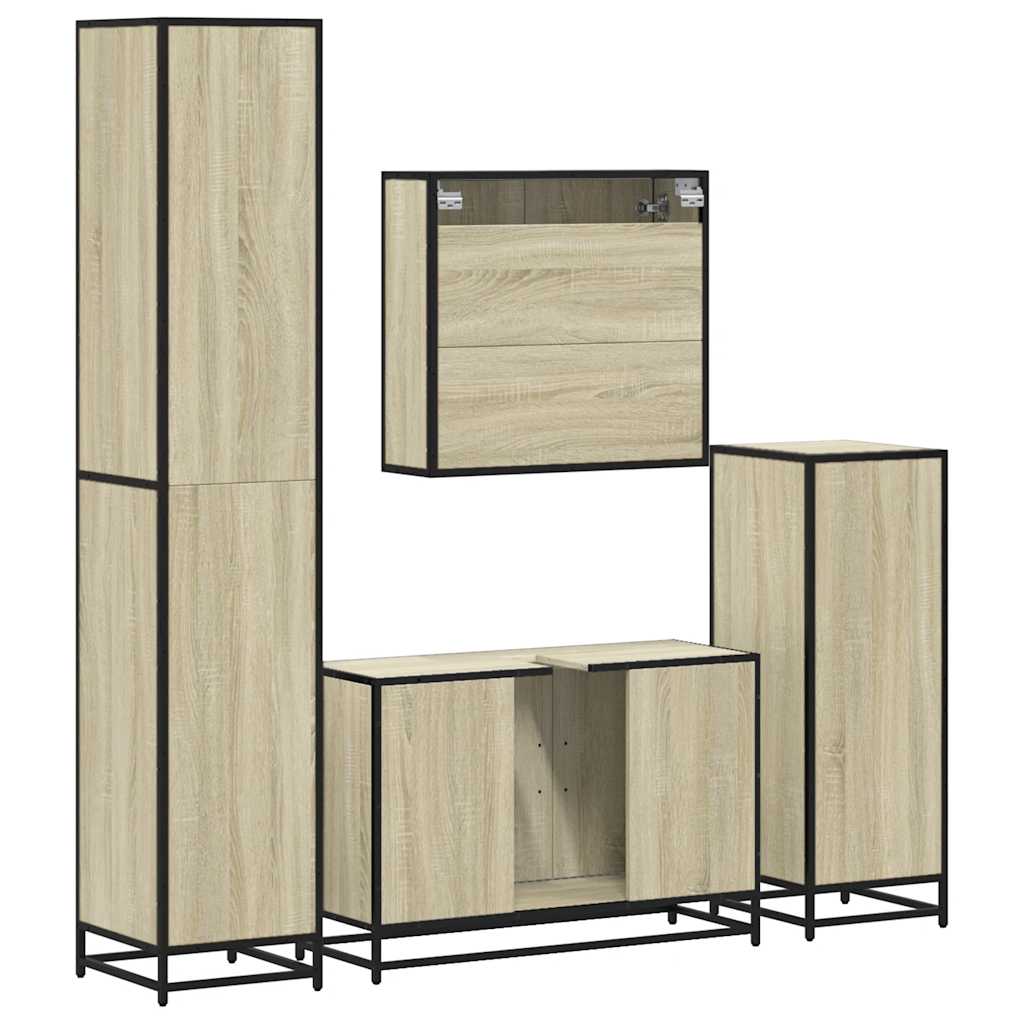 4 Piece Bathroom Furniture Set Sonoma Oak Engineered Wood